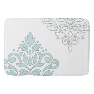 Scroll Damask Art I (line) Duck Egg Blue Grey Wt Bath Mat