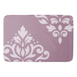 Scroll Damask Art I Pink on Mauve Bath Mat