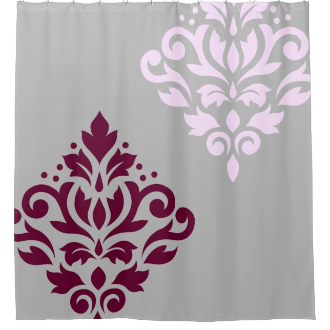 Scroll Damask Art I Plum Pink Grey (Front)