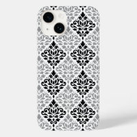 Scroll Damask Big Pattern Black Grey White