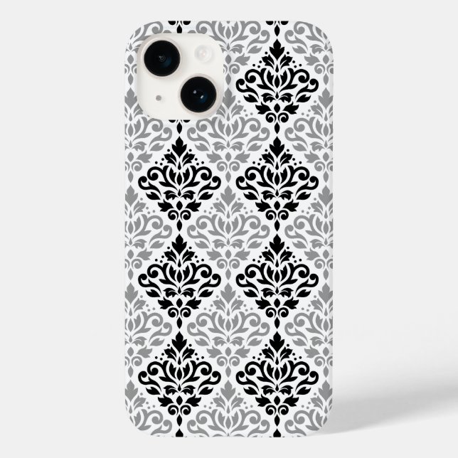 Scroll Damask Big Pattern Black Grey White Case-Mate iPhone Case (Back)