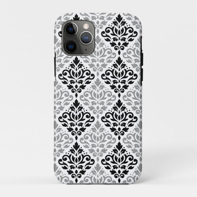 Scroll Damask Big Pattern Black Grey White Case-Mate iPhone Case (Back)