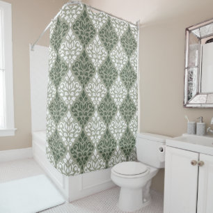 Scroll Damask Big Pattern Green White Lt Green
