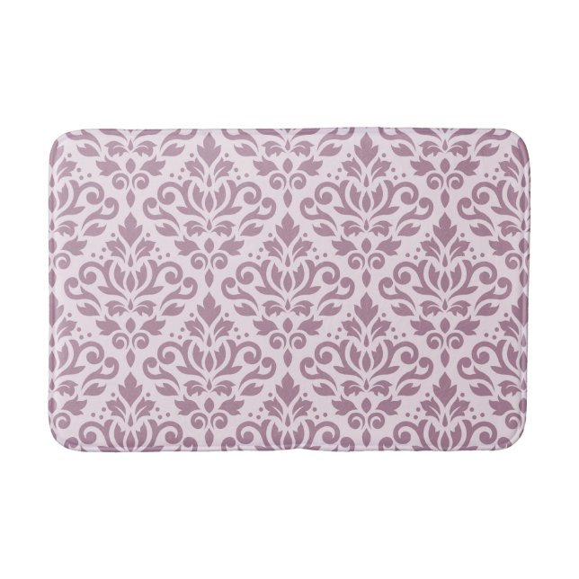 Scroll Damask Big Pattern Mauve on Pink Bath Mat (Front)
