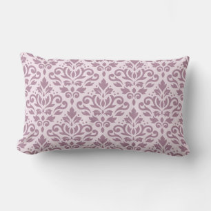 Scroll Damask Big Pattern Mauve on Pink Lumbar Pillow