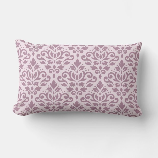 Scroll Damask Big Pattern Mauve on Pink Lumbar Pillow (Front)