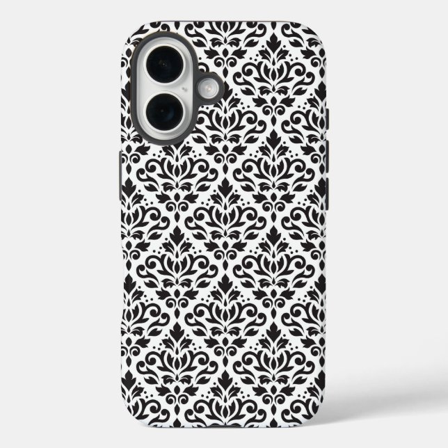 Scroll Damask Black on White Pattern Case-Mate iPhone Case (Back)