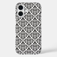 Scroll Damask Black on White Pattern