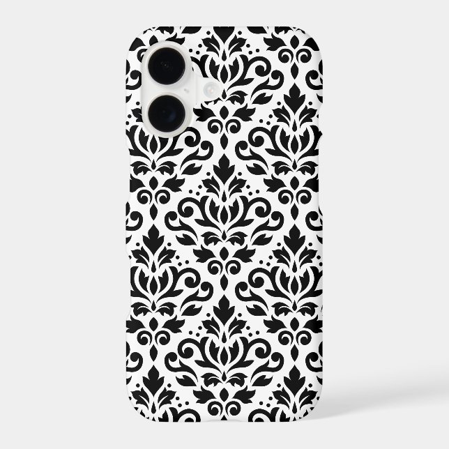 Scroll Damask Large Pattern Black on White (Verso)