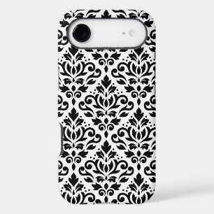 Scroll Damask Large Pattern Black on White
