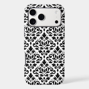 Scroll Damask Large Pattern Black on White