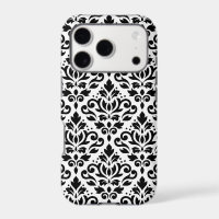 Scroll Damask Large Pattern Black on White