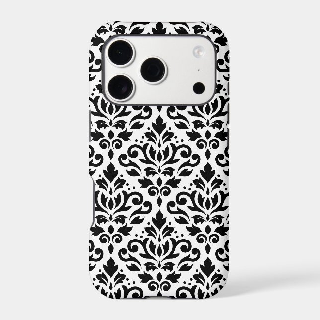 Scroll Damask Large Pattern Black on White (Verso)
