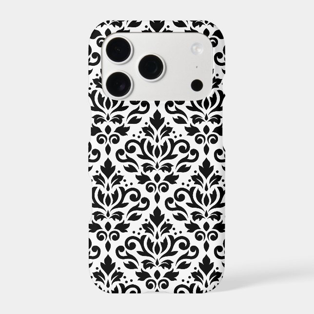 Scroll Damask Large Pattern Black on White (Verso)