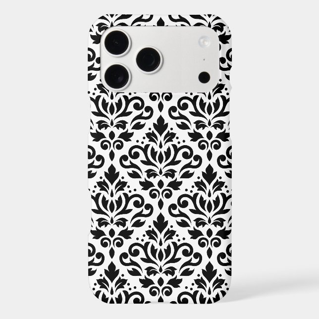 Scroll Damask Large Pattern Black on White (Verso)