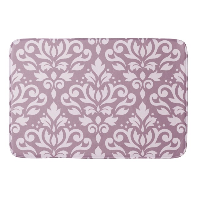 Scroll Damask Large Pattern Pink on Mauve Bath Mat (Front)