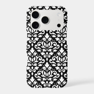 Scroll Damask Large Pattern White on Black