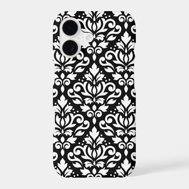 Scroll Damask Large Pattern White on Black (Back)