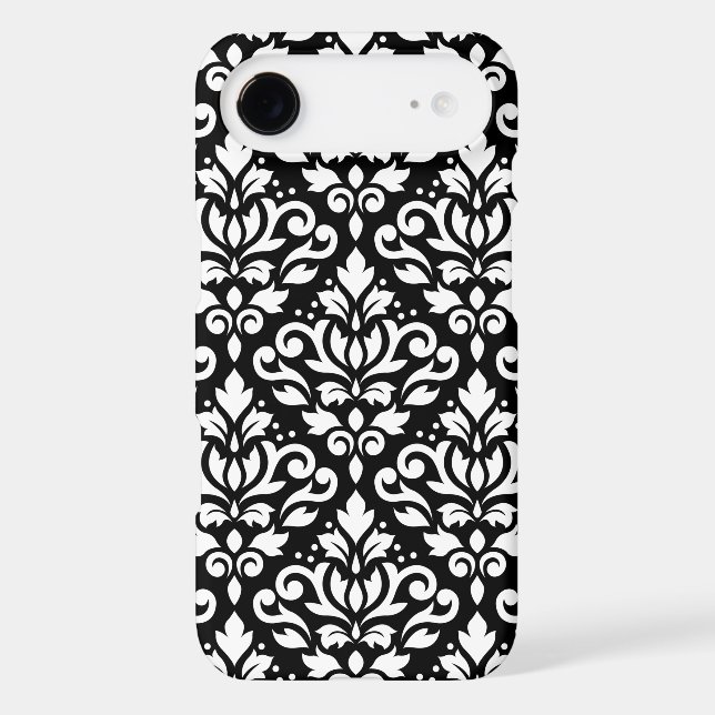 Scroll Damask Large Pattern White on Black (Verso)