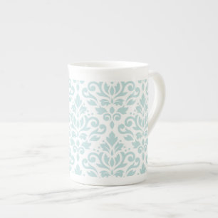 Scroll Damask Lg Pattern Duck Egg Blue (B) on Wt Bone China Mug