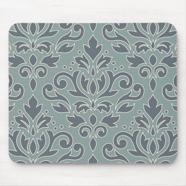 Scroll Damask Lg Pattern (outline) Cream Blue Teal Mouse Pad (Front)