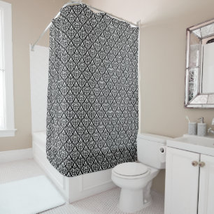Scroll Damask Mini Pattern White on Black