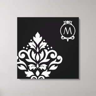 Scroll Damask Off-set I (Initial Ornate) WB Canvas Print