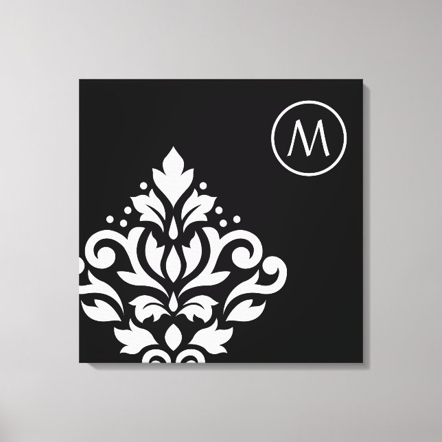 Scroll Damask Off-set I (Initial) WB Canvas Print (Front)