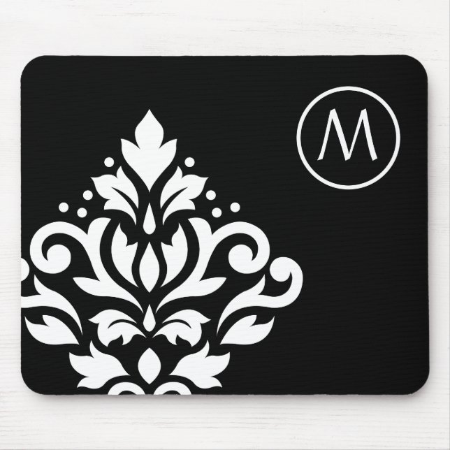 Scroll Damask Off-set I (Initial) WB Mouse Pad (Front)