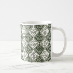Scroll Damask Pattern Green White Lt Green Coffee Mug