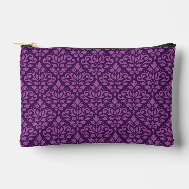 Scroll Damask Pattern Lt on Dk Plum Accessory Pouch (Front)