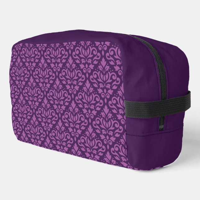 Scroll Damask Pattern Lt on Dk Plum Dopp Kit (Left Corner)