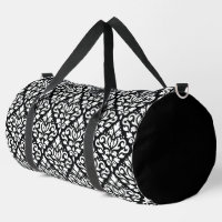 Scroll Damask Pattern White on Black