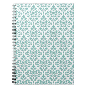 Scroll Damask Teal Pattern Notebook