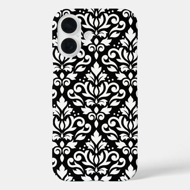 Scroll Damask White on Black Large Pattern Case-Mate iPhone Case (Back)