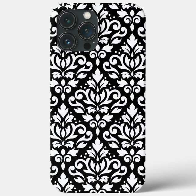 Scroll Damask White on Black Large Pattern Case-Mate iPhone Case (Back)