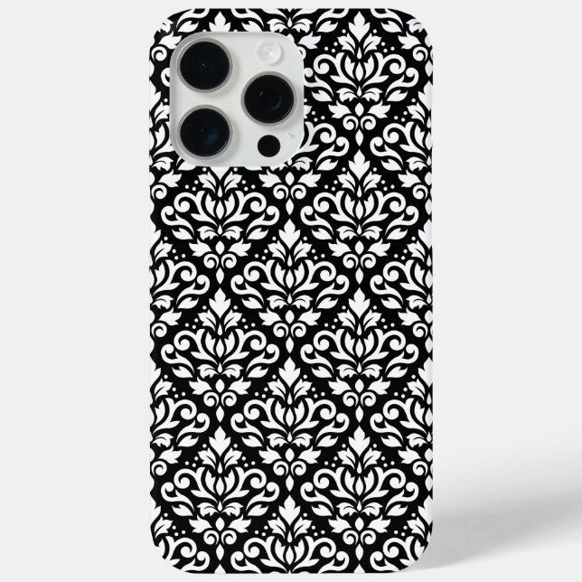 Scroll Damask White on Black Pattern Case-Mate iPhone Case (Back)