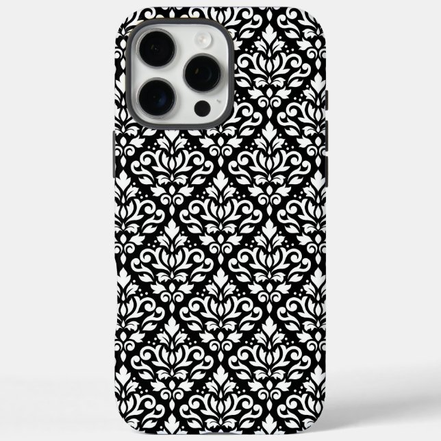 Scroll Damask White on Black Pattern Case-Mate iPhone Case (Back)