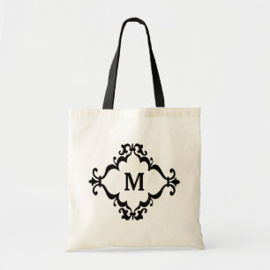 Scroll Design Personalized Monogram Tote Bag