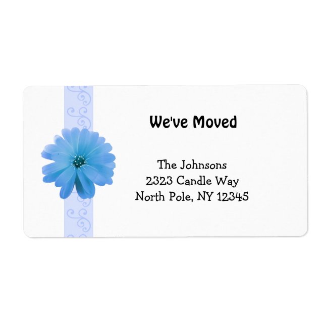 Scroll Design with Blue Flower New Address (Front)