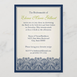 Scroll Fan Border (Navy) Invitation