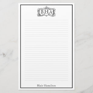 Scroll Frame Monogram Stationery