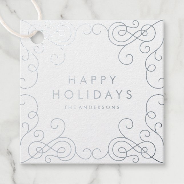 Scroll Holiday Foil Favour Tag (Front)