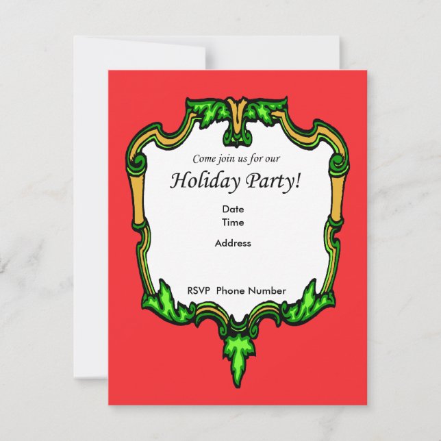 Scroll Holiday Party Invitation Card (Front)
