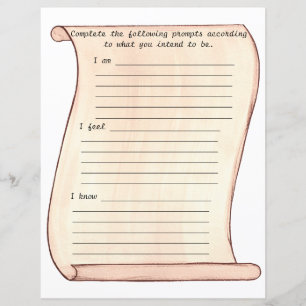 Scroll, I am, I feel, I know, lined journal sheets