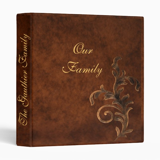 Scroll Leaf Family Photo Album Binder (Front/Spine)