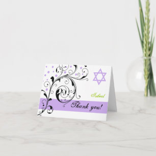 Scroll leaf white purple & Star of David Thank You