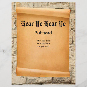 Scroll on stone wall medieval proclamation