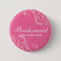 Scroll pink wedding name tag badge pin button