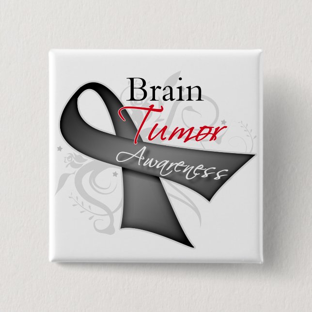 Scroll Ribbon - Brain Tumour Awareness 2 Inch Square Button (Front)